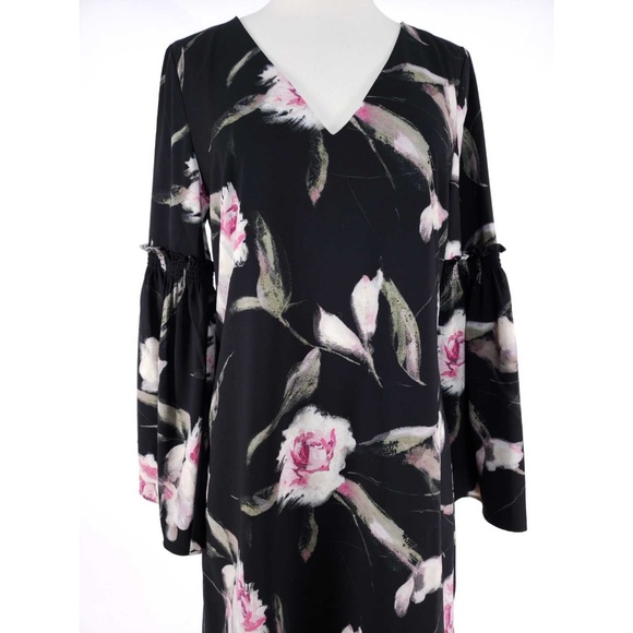 White House Black Market Floral Bell Sleeve Dress - Picture 2 of 8
